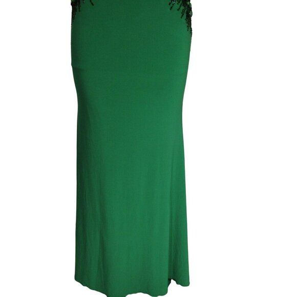 MADISON JAMES 6 Kelly Green BEADED Illusion PROM Evening Formal Maxi Dress - Picture 3 of 13